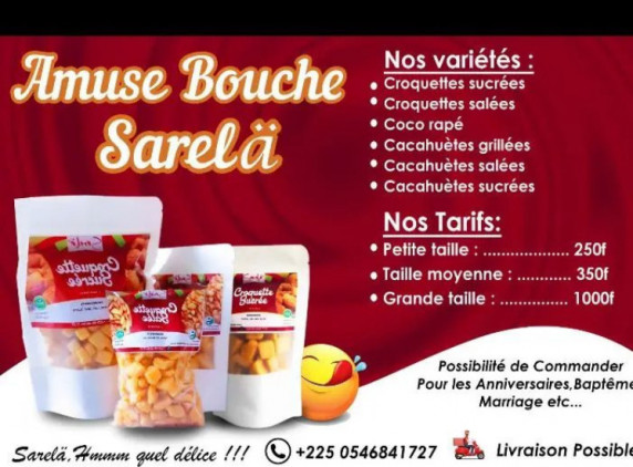 35% DE REDUCTION SUR LES AMUSES BOUCHES SARELA CHEZ SARELA DELICES